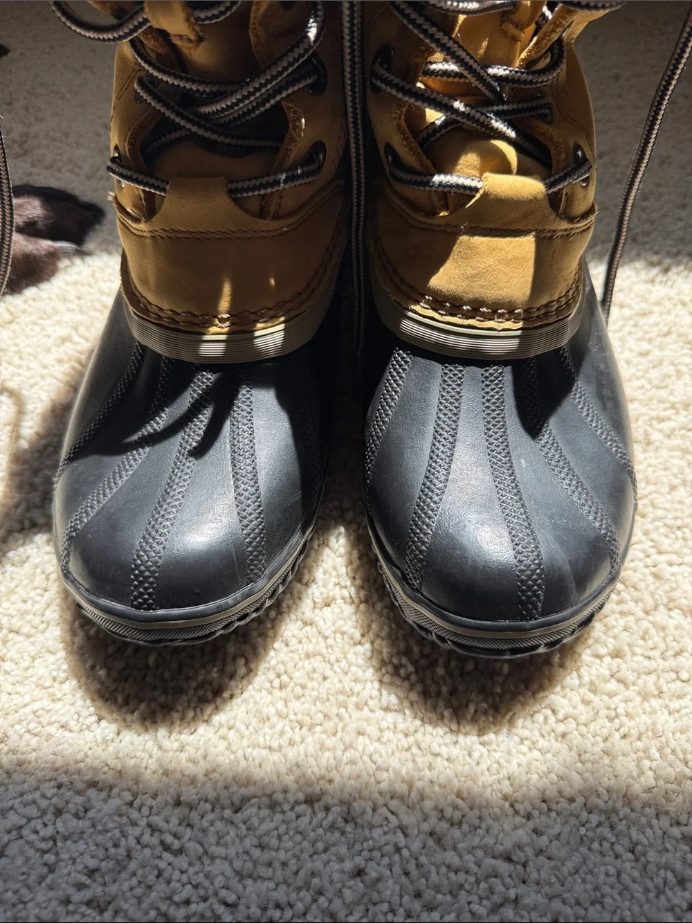 Sorel Classic Winter Boots in Black and Tan